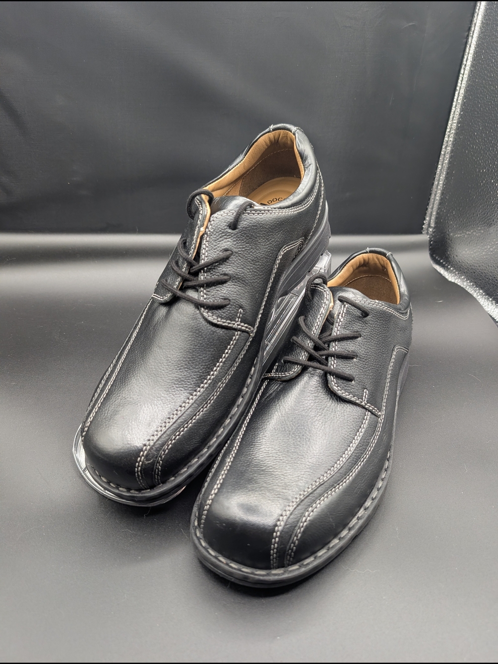 Docker's Men's Black Leather Oxford Derby Lace-Up Shoes